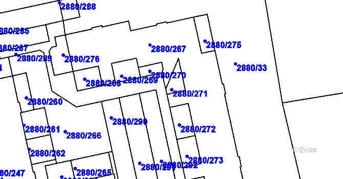 Parcela st. 2880/271 v KÚ Kročehlavy, Katastrální mapa