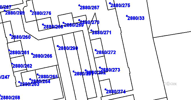 Parcela st. 2880/272 v KÚ Kročehlavy, Katastrální mapa