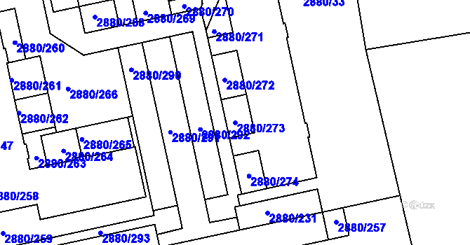 Parcela st. 2880/273 v KÚ Kročehlavy, Katastrální mapa