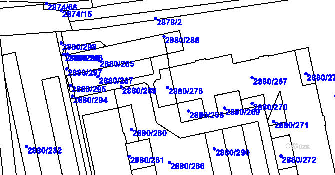 Parcela st. 2880/276 v KÚ Kročehlavy, Katastrální mapa
