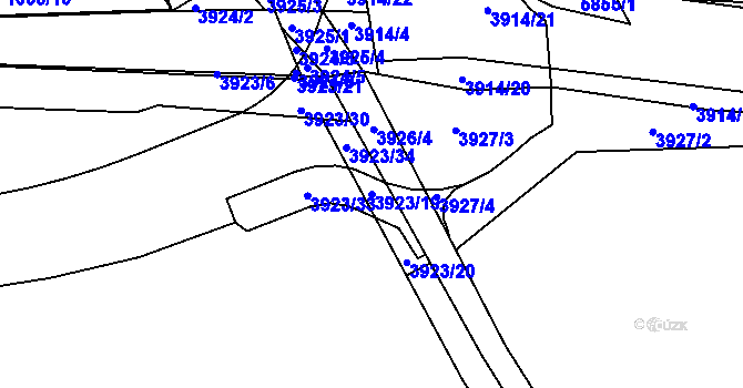 Parcela st. 3923/19 v KÚ Kročehlavy, Katastrální mapa