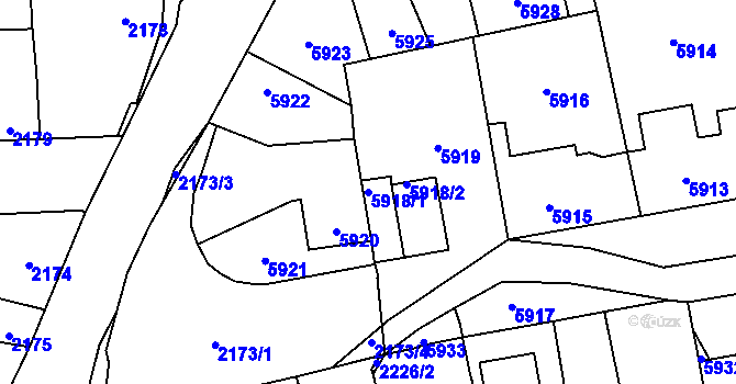 Parcela st. 5918/1 v KÚ Kročehlavy, Katastrální mapa