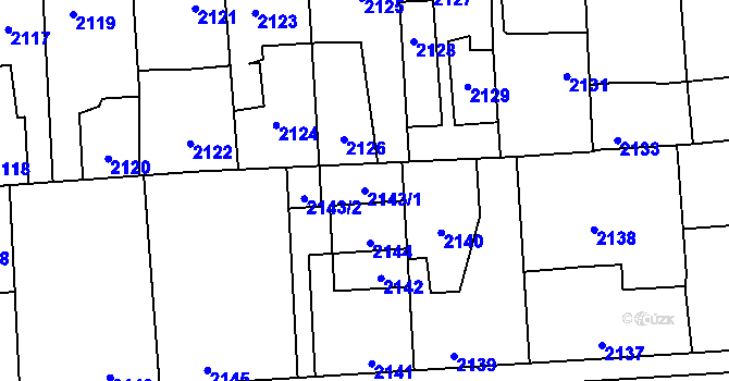 Parcela st. 2143/1 v KÚ Kročehlavy, Katastrální mapa