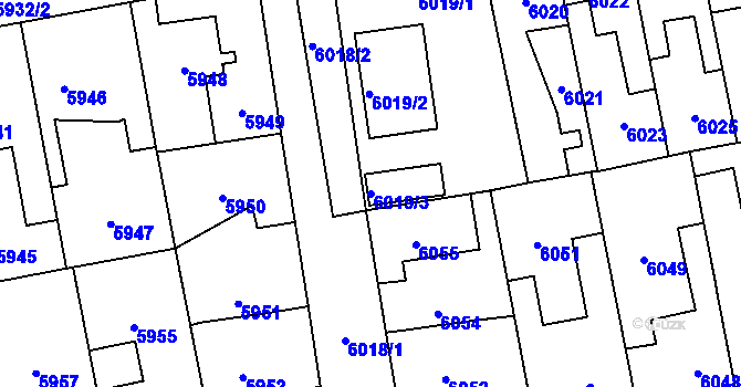Parcela st. 6019/3 v KÚ Kročehlavy, Katastrální mapa