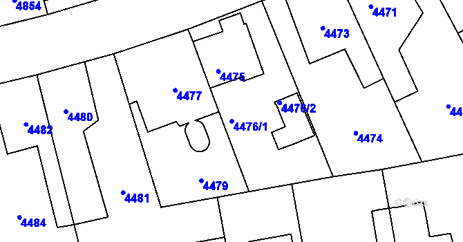 Parcela st. 4476/1 v KÚ Kročehlavy, Katastrální mapa