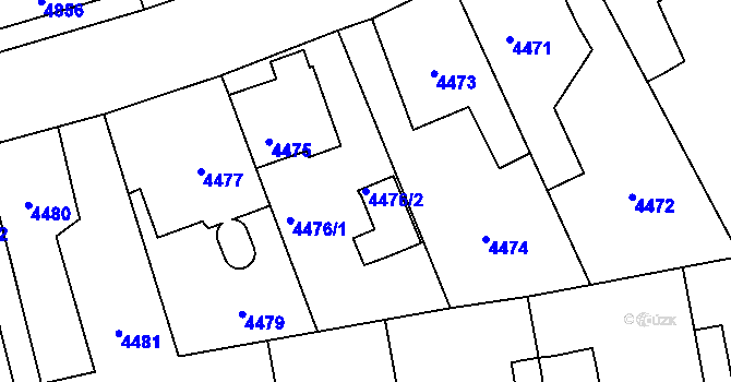 Parcela st. 4476/2 v KÚ Kročehlavy, Katastrální mapa