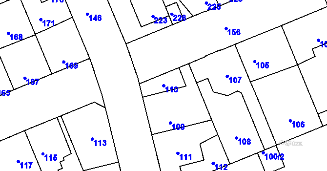 Parcela st. 110 v KÚ Kročehlavy, Katastrální mapa