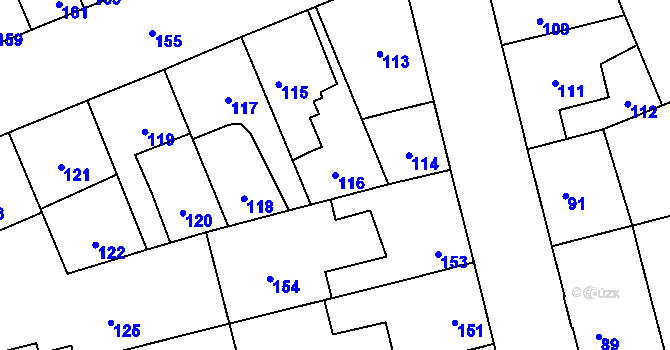 Parcela st. 116 v KÚ Kročehlavy, Katastrální mapa