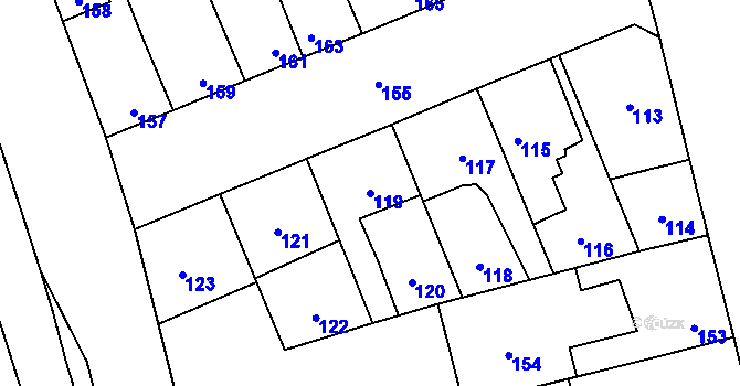 Parcela st. 119 v KÚ Kročehlavy, Katastrální mapa