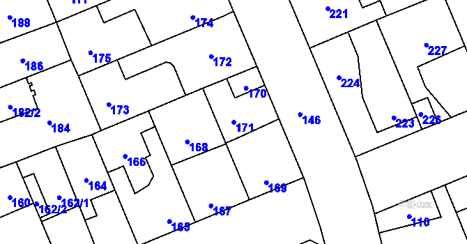 Parcela st. 171 v KÚ Kročehlavy, Katastrální mapa