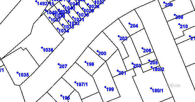 Parcela st. 200 v KÚ Kročehlavy, Katastrální mapa
