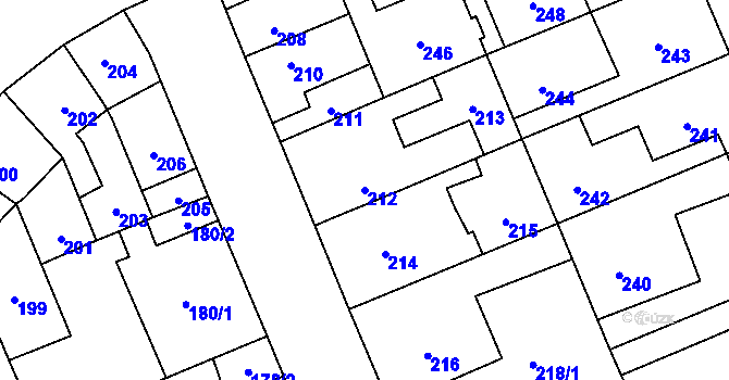 Parcela st. 212 v KÚ Kročehlavy, Katastrální mapa