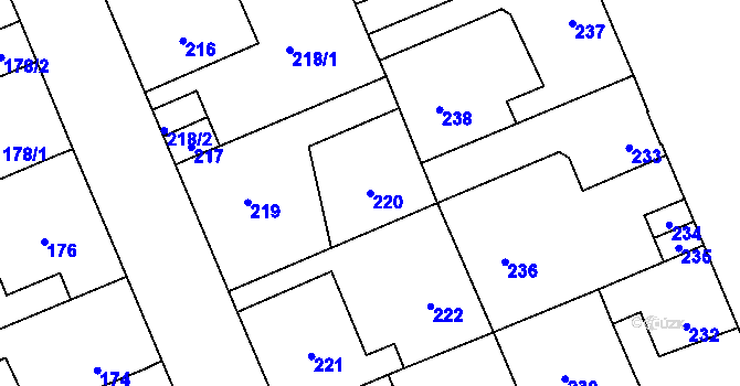 Parcela st. 220 v KÚ Kročehlavy, Katastrální mapa