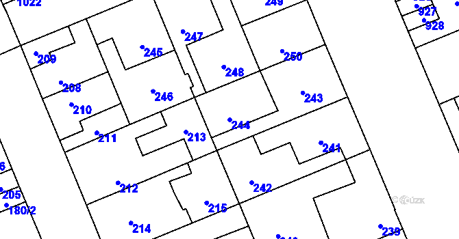 Parcela st. 244 v KÚ Kročehlavy, Katastrální mapa
