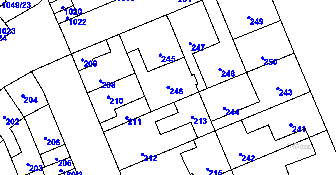 Parcela st. 246 v KÚ Kročehlavy, Katastrální mapa