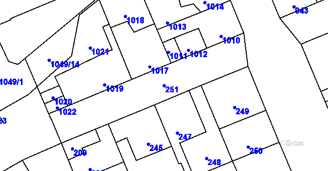 Parcela st. 251 v KÚ Kročehlavy, Katastrální mapa