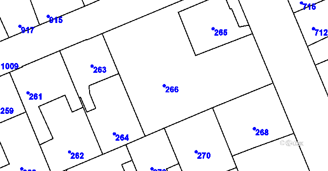 Parcela st. 266 v KÚ Kročehlavy, Katastrální mapa