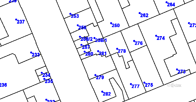 Parcela st. 281 v KÚ Kročehlavy, Katastrální mapa