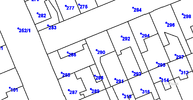 Parcela st. 290 v KÚ Kročehlavy, Katastrální mapa
