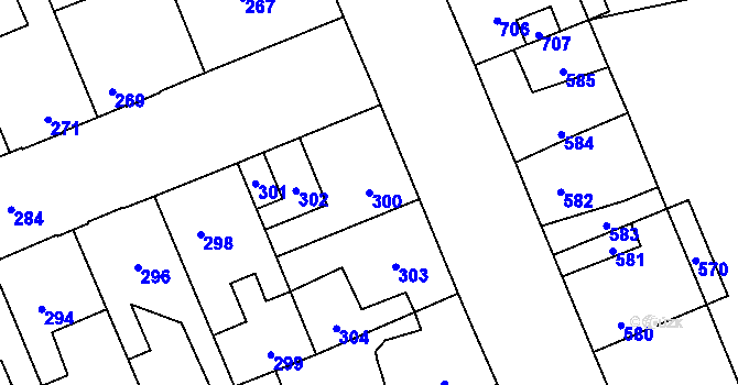 Parcela st. 300 v KÚ Kročehlavy, Katastrální mapa