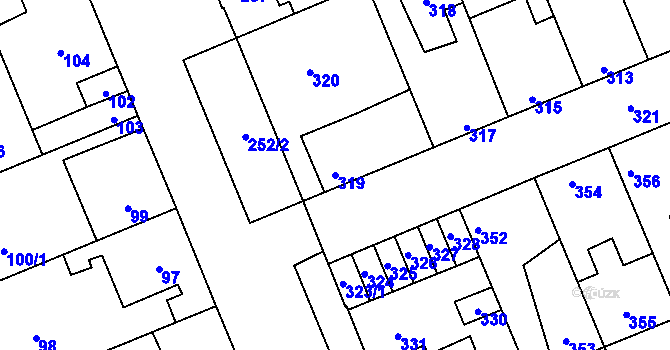 Parcela st. 319 v KÚ Kročehlavy, Katastrální mapa