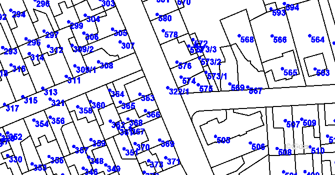Parcela st. 322/1 v KÚ Kročehlavy, Katastrální mapa