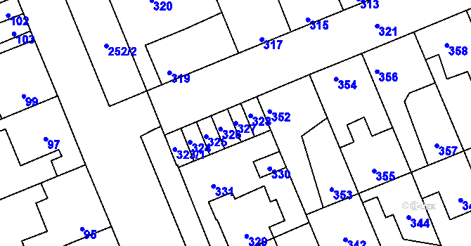 Parcela st. 327 v KÚ Kročehlavy, Katastrální mapa