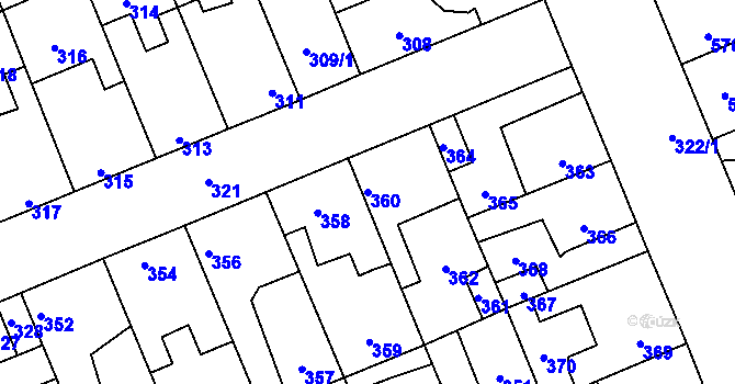 Parcela st. 360 v KÚ Kročehlavy, Katastrální mapa