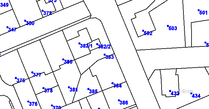 Parcela st. 383 v KÚ Kročehlavy, Katastrální mapa