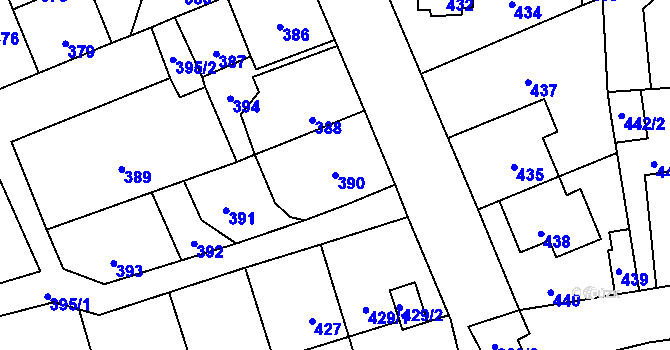 Parcela st. 390 v KÚ Kročehlavy, Katastrální mapa