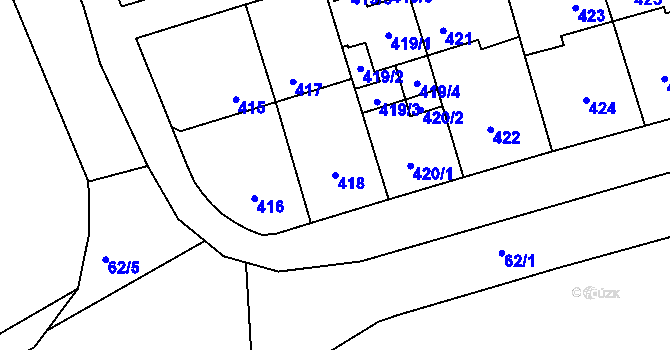 Parcela st. 418 v KÚ Kročehlavy, Katastrální mapa