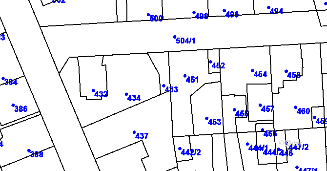 Parcela st. 433 v KÚ Kročehlavy, Katastrální mapa