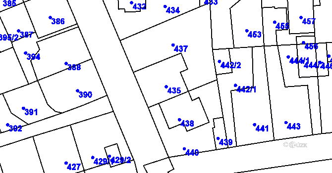Parcela st. 435 v KÚ Kročehlavy, Katastrální mapa