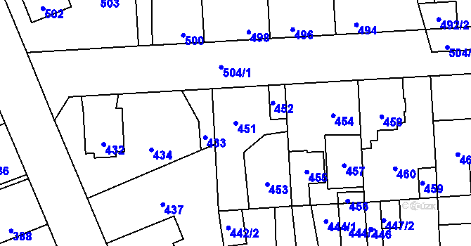 Parcela st. 451 v KÚ Kročehlavy, Katastrální mapa