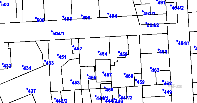 Parcela st. 454 v KÚ Kročehlavy, Katastrální mapa