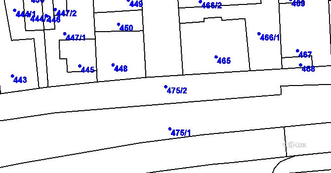 Parcela st. 475/2 v KÚ Kročehlavy, Katastrální mapa