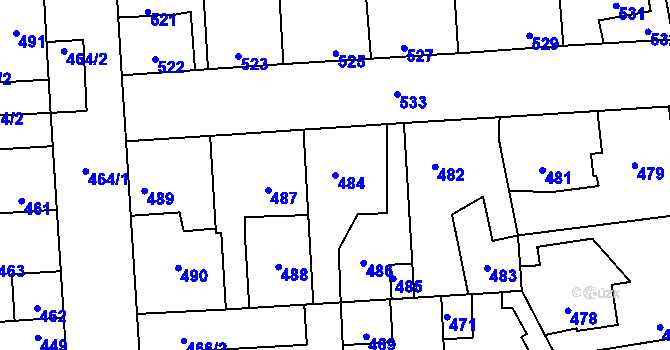 Parcela st. 484 v KÚ Kročehlavy, Katastrální mapa
