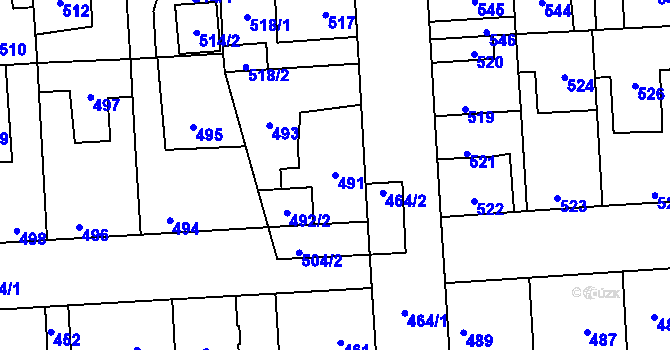 Parcela st. 491 v KÚ Kročehlavy, Katastrální mapa