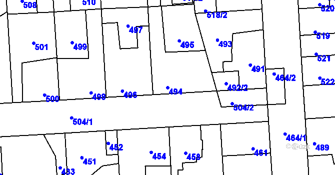 Parcela st. 494 v KÚ Kročehlavy, Katastrální mapa