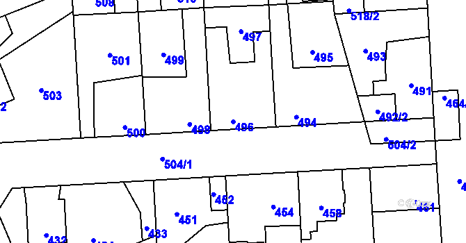 Parcela st. 496 v KÚ Kročehlavy, Katastrální mapa