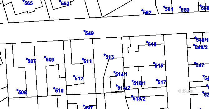 Parcela st. 513 v KÚ Kročehlavy, Katastrální mapa