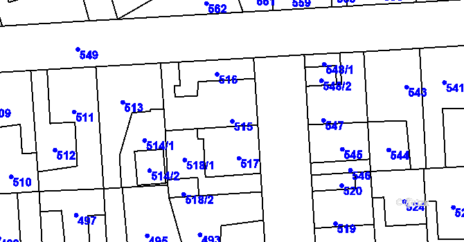 Parcela st. 515 v KÚ Kročehlavy, Katastrální mapa