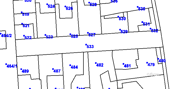 Parcela st. 533 v KÚ Kročehlavy, Katastrální mapa