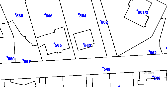 Parcela st. 563 v KÚ Kročehlavy, Katastrální mapa