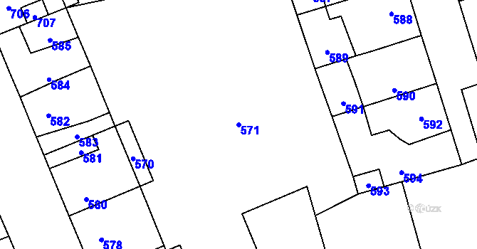 Parcela st. 571 v KÚ Kročehlavy, Katastrální mapa