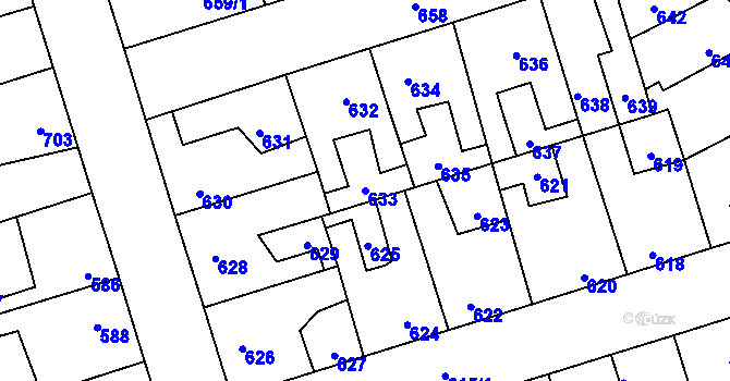 Parcela st. 633 v KÚ Kročehlavy, Katastrální mapa