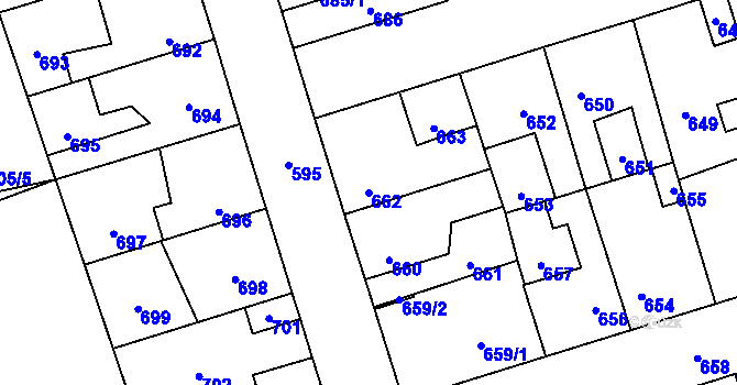 Parcela st. 662 v KÚ Kročehlavy, Katastrální mapa