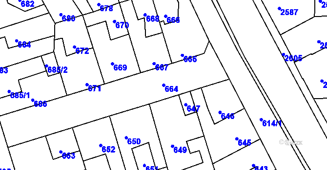Parcela st. 664 v KÚ Kročehlavy, Katastrální mapa
