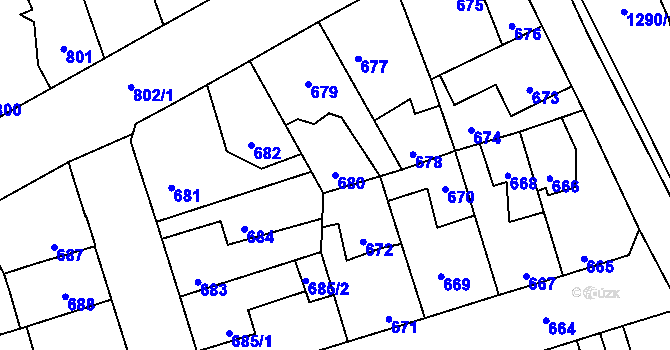 Parcela st. 680 v KÚ Kročehlavy, Katastrální mapa