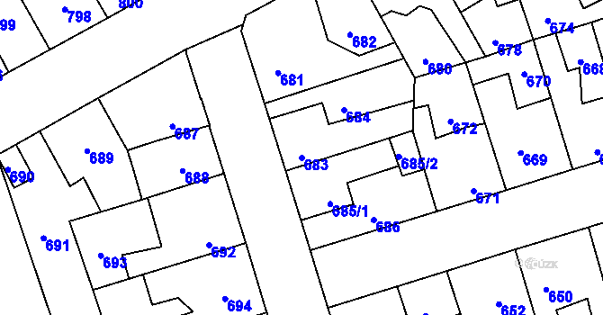 Parcela st. 683 v KÚ Kročehlavy, Katastrální mapa